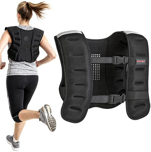 SPORTNOW Chaleco Lastrado 8kg, Chaleco Peso Entrenamiento Transpirable, con 2 Correas Ajustables y Bandas Reflectantes, para Entrenamiento de Fuerza, Jogging, Negro