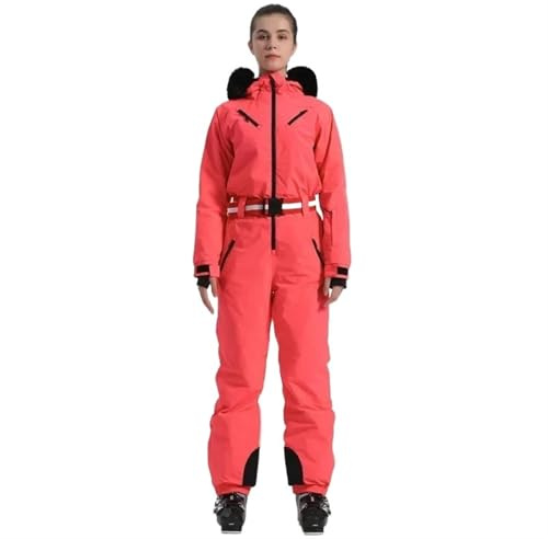 Skidoveraller för kvinnor skiddräkt utomhussport skidåkning snowboard ett stycke set vinter varm vattentät andas vindtät snökläder, Röd, XS