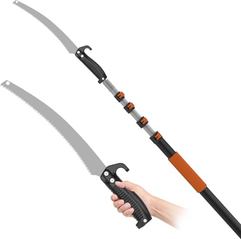 SISUPASSIE 9m Telescopic Pole Saw, Long Reach Pruning Saw with Professional Blade and Durable Telescopic Pole, Manual Pole Saw Especially for Trimmer Branches Cutter