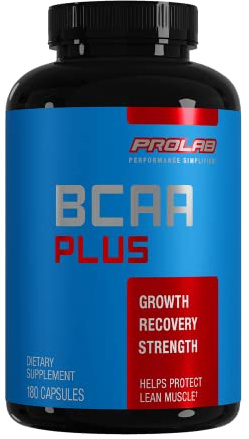 Prolab BCAA Plus Branched Chain Amino Acid Capsules, Muscle Recovery, Lean Muscle Support, Endurance & Performance Booster (180 Capsules)