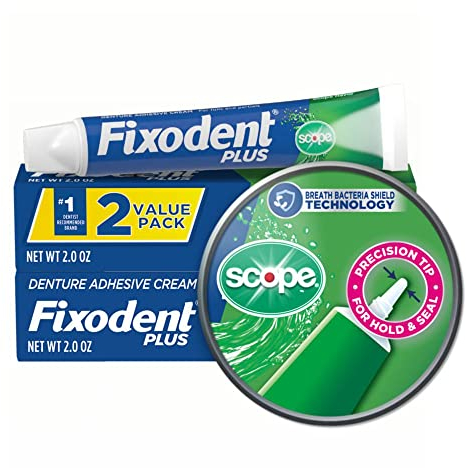 Fixodent Food Seal Plus Scope Denture Adhesive Cream Twin Pack, 2 Ounce by Fixodent