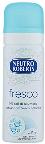 Neutro Roberts, Mini Deodorante Spray Fresco Senza Sali di Alluminio, Zero Macchie, Protezione Naturale con Note Floreali, Deodorante Uomo e Donna, Dermatologicamente Testato - Flacone da 50 ml