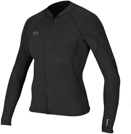 O'NEILL ONeill Womens Reactor II 1.5mm Front Zip Neoprene Wetsuit Coat Jacket Black - Easy Stretch Breathable Womens Size - US 6