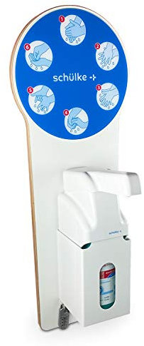 Betriebsausstattung24 Hygiene-Tower mit abschließbarem Vorratsfach | Desinfektionsspender | inkl. 10 Liter Desinfektionssmittel u.v.m. | Hygienestation (Desinfektionssäule Weiß Wandbefestigung)