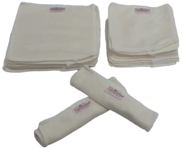 Organic Bamboo Reusable 20 Pack Wet Wipes ☆ Super Soft Natural Water Wetwipes ☆ Makeup Remover Pads & Baby Nappy Accessory for Sensitive Skin