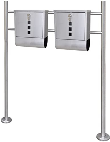 Casa & giardino, arredamento, cassette postali, doppia cassetta postale su stand in acciaio inox