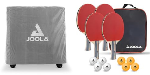 JOOLA 19900 Tischtennistisch Abdeckung Tischabdeckung Wetterfeste Schutzhülle Outdoor und Indoor, Schwarz, 150 x 160 x 50-80 CM & Unisex – Erwachsene Tisch Tennis-Set-54825 Tennis-Set, One Size