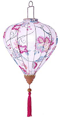 MIHOTA Gartenlaternen, Solar-Hängelaternen, Gartenzubehör, Chinesischer Stil, Rautenform, Stofflaterne, Hortensie, Hängelaterne for Gartenparty, Hochzeit, Lampenschirm, 35,6 cm