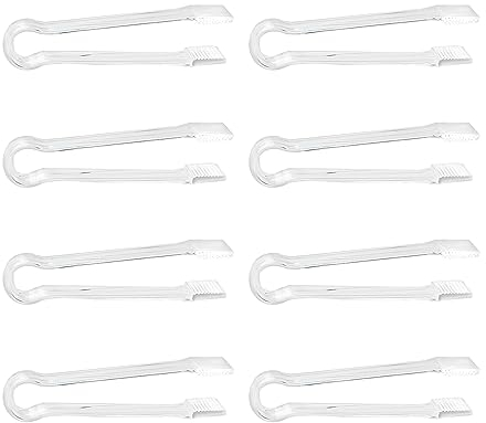 8 Pinze per Ghiaccio in Plastica - Mini Pinze Trasparenti da 16 cm per Pranzo, Buffet, Barbecue, Dessert