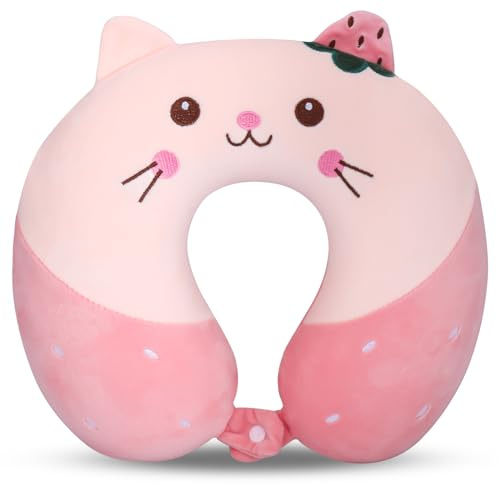 Fentar Almohada de Viaje, Almohada Viaje Cuello de Espuma de Memoria para Niños, Cojín Cuello Viaje, Almohada Cuello Viaje con Tapa Extraíble, Linda Cuello Avion Niños para Automóviles Aviones Viajes