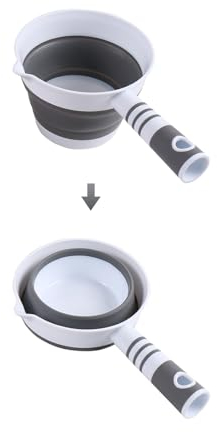 4UBonLife Louche à eau pliable en silicone et plastique, Pelle à eau portable pliable, cuillère à eau Louche de bain avec poignée Pour cuisine bain douche Jardin (Gris)