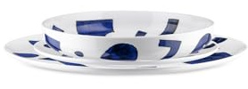Alessi Itsumo - Yunoki ware NF08S12 - Servizio di Piatti di Design, Uso Quotidiano, Estetica Minimale, in Porcellana Bianca con Decoro Samiro Yunoki, 12 Pezzi