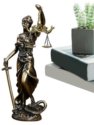 Law Desktop Harz Gerechtigkeit Göttin Statue, Göttin Der Gerechtigkeit Ornamente, Justitia-Statue, Justitia, Retro-Heimdekoration Für Schreibtisch-Ornamente, Anwaltszimmer