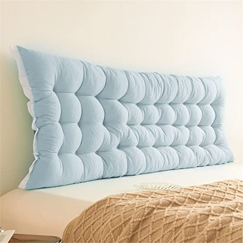 Testiera imbottita da parete con grande cuscino per dormitorio, per posizionare e leggere, celeste, king size (180 x 50 cm)