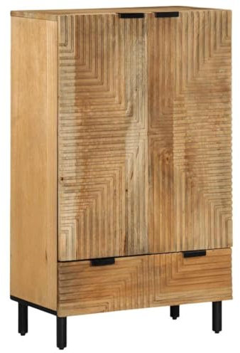 vidaXL Highboard Braun 60x33x100 cm Massivholz Mango, Sideboard, Kommode. Aufbewahrungsmöbel, Beistellschrank, Anrichte, Hochschrank, Highboard schmal