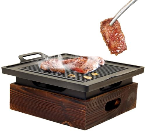 AIZYR Parrilla Portátil para Barbacoa, Parrilla Japonesa para Barbacoa Barbacoa De Sobremesa para Barbacoa Estufa De Carbón para Acampar, Picnics, Viajes Y Uso Familiar Al Aire Libre,35cm