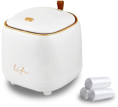 Gurlideo Mini bidone della spazzatura da tavolo, portatile, con coperchio a pressione, mini pattumiera da tavolo per casa e ufficio (bianco)