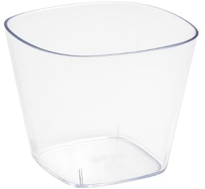 Monouso | 25 Vasitos para Aperitivos, PS Transparente, 100ml, 6,2x4,2x5 cm, Diseño Cuadrado, Vasos, Cuencos, Recipientes para Postres, Eventos, Catering, Picnic, Reutilizable
