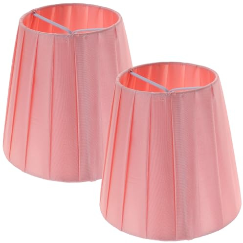 UKCOCO Pantallas para Lámparas de Mesa Rosa Clip, 2 Piezas, Hechas de Tela y Hierro, Diseño Elegante y Fácil Instalación para Lámparas de Cama Pie