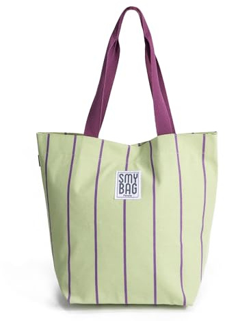 Ponette Bolsa de Playa Mujer Mallorca - Bolso Playa individual con Bolsillo Interior y Clip de Cierre - Shopper Verano a Rayas - Bolsa Piscina, Viaje y Gimnasio - 37x45x19 cm - Marca Española