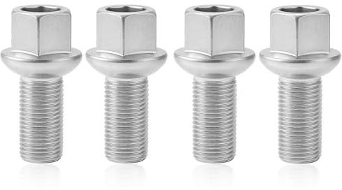 Förpackning med 4 hjulbultar M14x1.5x27 mm, hjulbultar med koniskt dragband på 60° kompatibla, hållbara och anpassade för förbättrad installation och säkerhet för hjul, för Jetta, VW, Golf