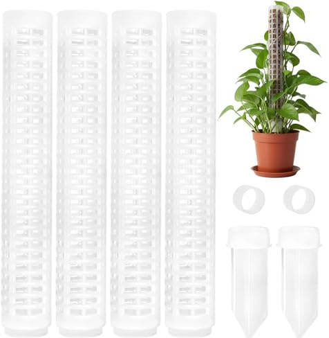 Juego de 10 unidades de soporte para plantas Monstera, paquete de 4 estacas de soporte para plantas trepadoras de interior, palos de esfagno apilables para macetas de jardín, potos, filodendro