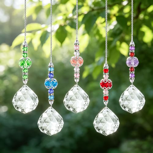 Lot de 5 attrape-soleil en cristal - Pour fenêtre - Attrape-soleil - Cristaux à suspendre - Décoration pour la maison, le jardin, le bureau