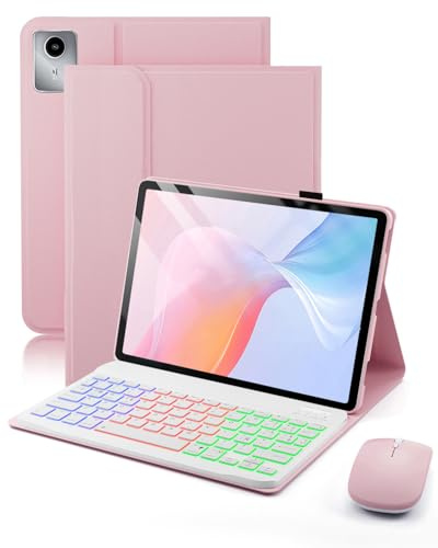 Para Lenovo Tab M11 (TB330) 2024 11 pulgadas/Lenovo Idea Tab (TB-336ZU TB-336FU) 2025 11 pulgadas funda con Teclado inalámbrico Bluetooth retroiluminado (teclado QWERTY, distribución española) y ratón
