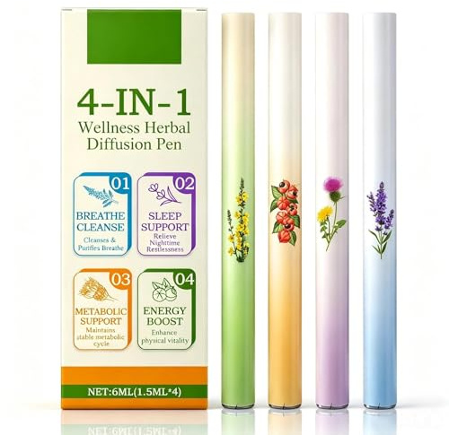 4Pcs Aromatherapy Inhaler Stick Diffuser Pen, Aromatherapy Scent Inhaler Stick, Portable Vaporless Fragrance Stick, Refreshing Nasal Aroma for Daily Mood & Oral Freshness, Smoke-Free