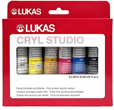 LUKAS Cryl Studio Acrylfarben-Set 6 x 20 ml, rot