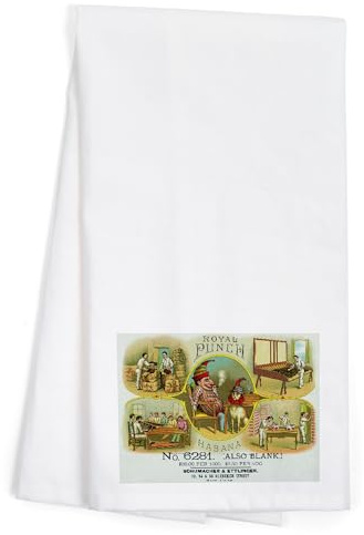 Lantern Press Royal Punch Brand Cigar Box, Vintage Label (100% Cotton Tea Towel, Decorative Hand Towel, for Kitchen and Home)
