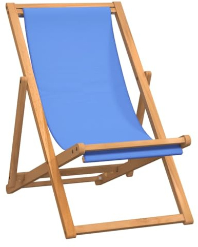 vidaXL Teak Liegestuhl Klappbar Sonnenliege Strandliege Gartenliege Strandstuhl Faltliege Campingstuhl Klappstuhl 56x105x96cm Blau