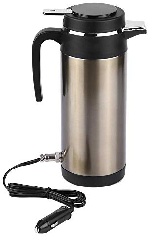 KIMISS Termo eléctrico para coche 1000ML, 12V, acero inoxidable, calentador de agua portátil, ideal para viajes, rápido y seguro