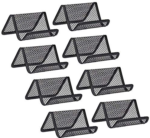 Rocutus 8pcs Business Card Organizer - Metal Card Holder, Desk Display - Black Mesh