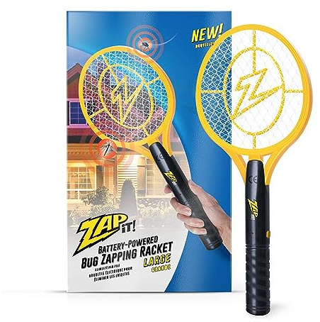 ZAP IT! Bug Zapper - Scacciamosche elettrico - Pipistrello per insetti e zanzare a batteria ricaricabile - Con luce a LED molto luminosa per l'uso al buio - Sicuro da usare - 4000 volt - Grande