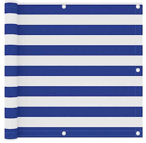 vidaXL Balkon Sichtschutz Bespannung Terrasse Windschutz Sonnenschutz Balkonbespannung Balkonverkleidung Weiß Blau 90x300cm Oxford-Gewebe