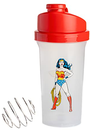 Paladone Wonder Woman Protein Shaker Bottle, 23 oz, Officially Licensed DC Comics Blender Cup