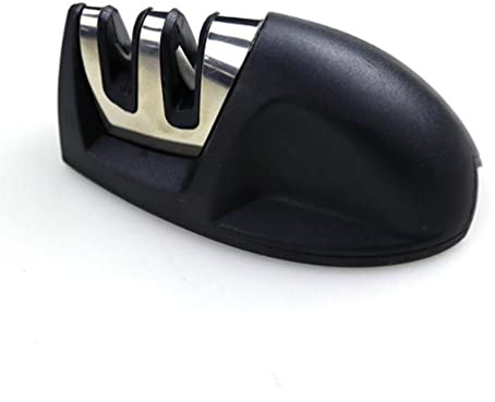 LATRAT Aiguiseur de Couteaux, aiguiseur manuel aiguiseur de couteaux noir mini, aiguiseur de couteaux à angle fixe en acier au tungstène en céramique portable rapide extérieur