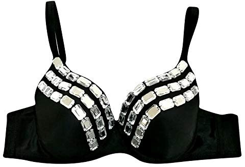 Crema Depilatoria Orecchie Punk Studded Women's Sexy Goth Bra Party Rhinestone Silver Fashion Lady Funzionale