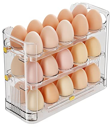 Reversible Egg Holder for Refrigerator, 30 Clear Egg Holder for Fridge, Egg Holder for Countertop, Egg Storage and Egg Tray (Clear)