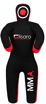 Lisaro Tétine factice Judo Taille 130/145/160/170 cm | Canvac | Noir/rouge | Non remplie | à suspendre | Dummy Grappling Dummy (130 cm)