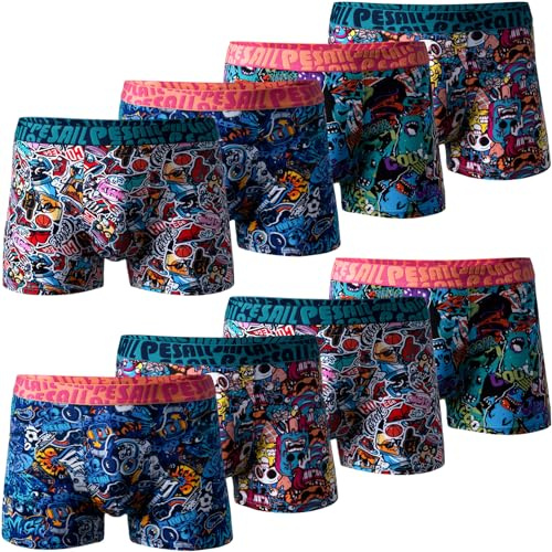 Pesail Boxershorts för pojkar, 8-pack, av modal-bomull, storlekar 110–176, bekväma retroshorts för barn, underbyxor utan repande etiketter