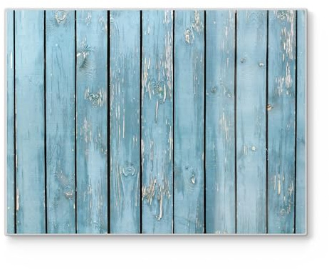 DEQORI Tabla de cortar de cristal, grande, 40 x 30 cm, diseño rústico de pared de madera, placa de corte para cocina, antibacteriana y antideslizante, placa de cristal y bandeja para servir