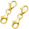 LoveVoos 2 Stück 925 Vergoldetes Sterling Silber Doppel Karabinerverschluss Kettenverschluss Silber, Armbänder Verschlusse Armbandverlängerung Halskettenverschluss Schmuckverschlüsse(Gold)