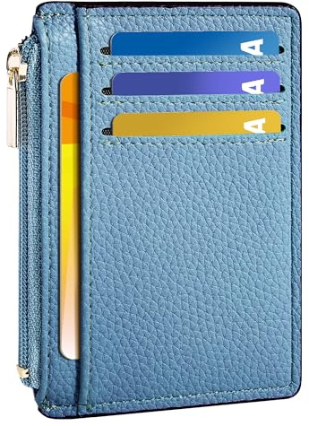Tipmile Credit Card Holder for Women Slim Minimalist Front Pocket RFID Blocking Wallet Small Compact Card Case with ID Window, Sky Blue