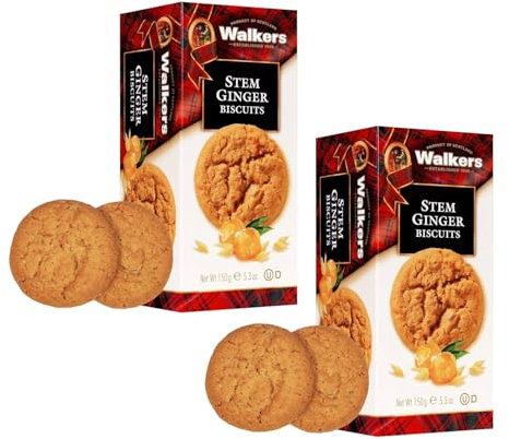 Walkers | Biscotti Zenzero e Burro - 2 Scatole | Pasta Frolla Burro e Zenzero | Biscotti Tradizionali Inglesi