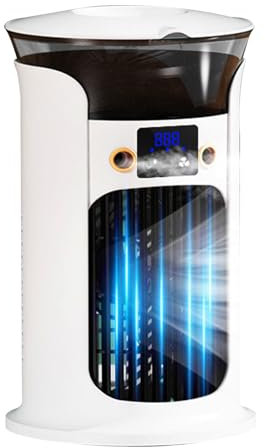 Climatiseur portable, avec 7 lumières LED/humidificateur/3 vitesses, appareil de refroidissement de bureau, refroidisseur USB silencieux, petit ventilateur de bureau, refroidisseur d'air personnel