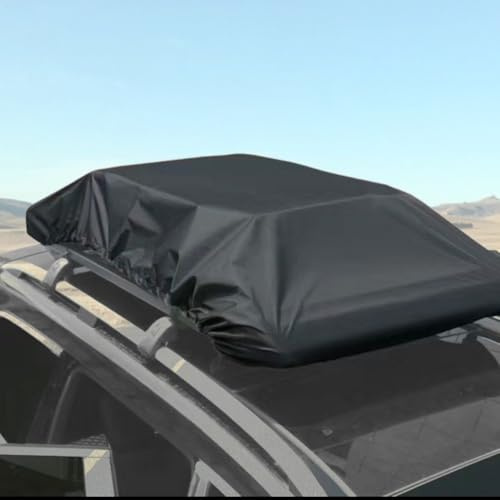 Cubierta para portaequipajes de techo de coche, 420D, impermeable, a prueba de polvo, tela Oxford, con cordón ajustable, protector de caja de techo, negro (420D: 190 x 145 cm)