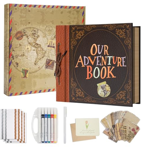Remowith Kit Creación de Álbumes Recortados, 30,5 x 30,5 cm Suministros para Álbum de Fotos DIY, Papel Kraft con 40 Hojas y 80 Páginas, Regalo Creativo para Aniversarios, Bodas, Cumpleaños