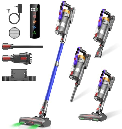 Infaebo Aspirapolvere Senza Fili, 35KPa/400W/45Min, Dotato di Contenitore da 1,8 litri e Spazzola Anti-Groviglio Scopa Elettrica Senza Fili, Utilizzabile per peli di Animali Domestici,Casa, Auto, Blu